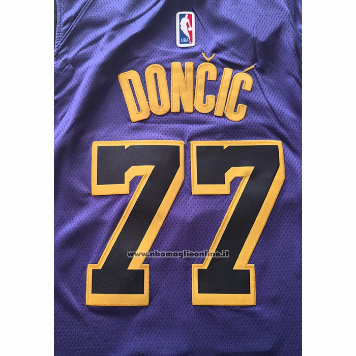 Maglia Los Angeles Lakers Luka Doncic No 77 Statement 2024-25 Viola
